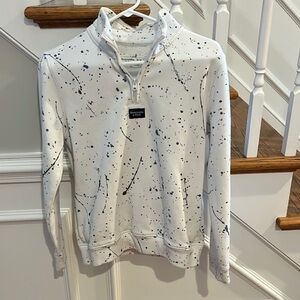 Abercrombie Kids White Splatter Quarter-Zip Sweatshirt